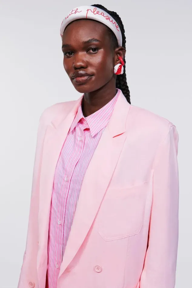 Women Fiorucci Double Breasted Satin Blazer Pink Pink Women Fiorucci Double Breasted Satin Blazer Pink Pink