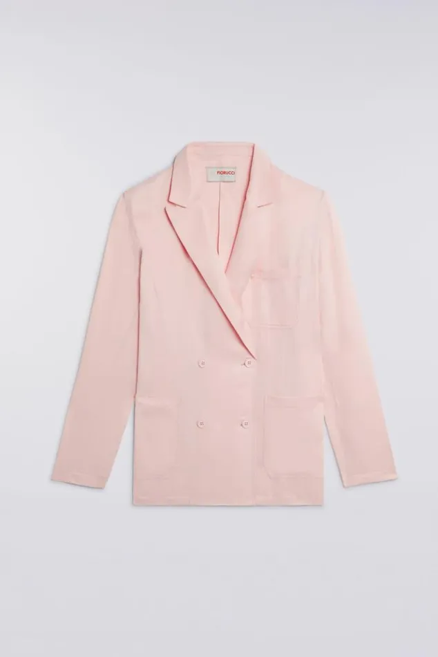 Women Fiorucci Double Breasted Satin Blazer Pink Pink Women Fiorucci Double Breasted Satin Blazer Pink Pink