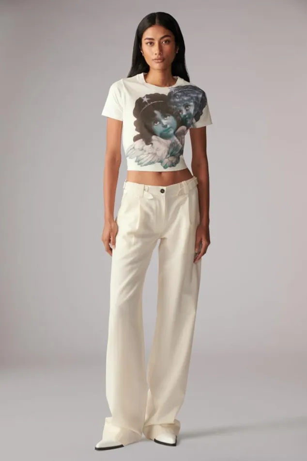 Women Fiorucci Enlarged Angels Baby TShirt White White