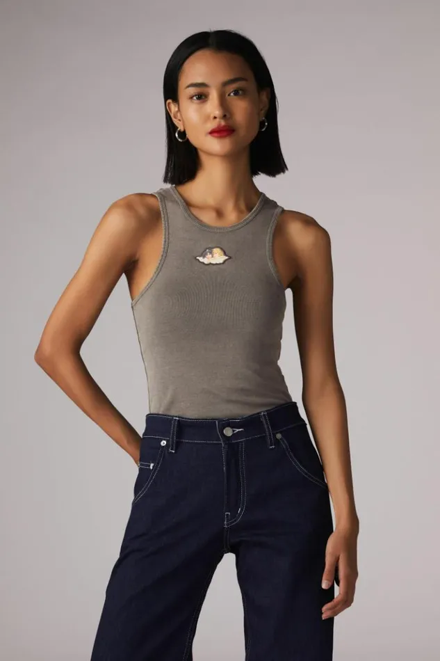 Women Fiorucci Icon Angels Vintage Wash Vest Grey Grey Women Fiorucci Icon Angels Vintage Wash Vest Grey Grey