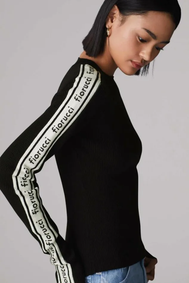 Women Fiorucci Logo Long Sleeve Knit Jumper Black Black Women Fiorucci Logo Long Sleeve Knit Jumper Black Black