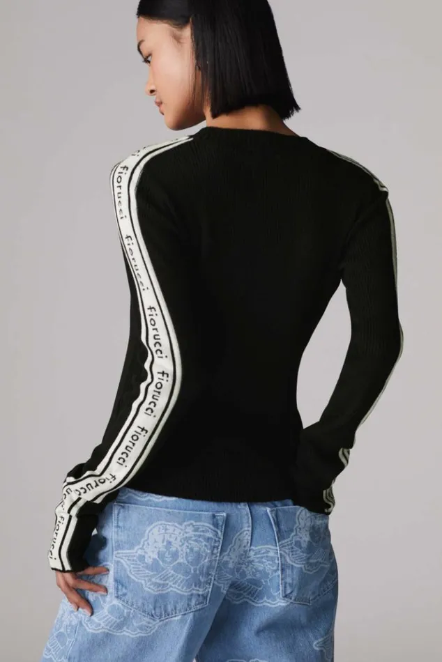 Women Fiorucci Logo Long Sleeve Knit Jumper Black Black Women Fiorucci Logo Long Sleeve Knit Jumper Black Black