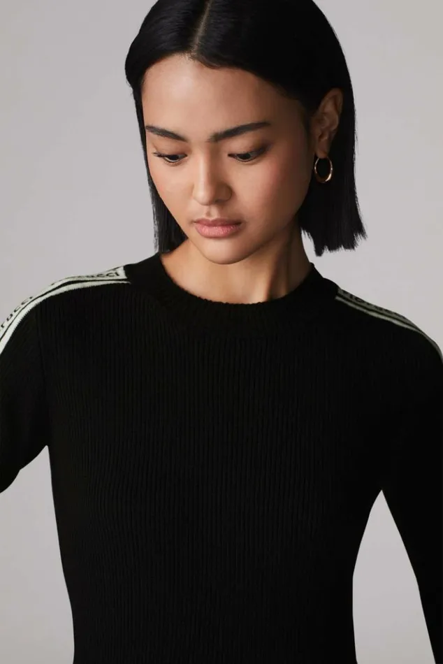 Women Fiorucci Logo Long Sleeve Knit Jumper Black Black Women Fiorucci Logo Long Sleeve Knit Jumper Black Black