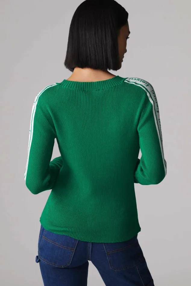 Women Fiorucci Logo Long Sleeve Knit Jumper Green Green Women Fiorucci Logo Long Sleeve Knit Jumper Green Green