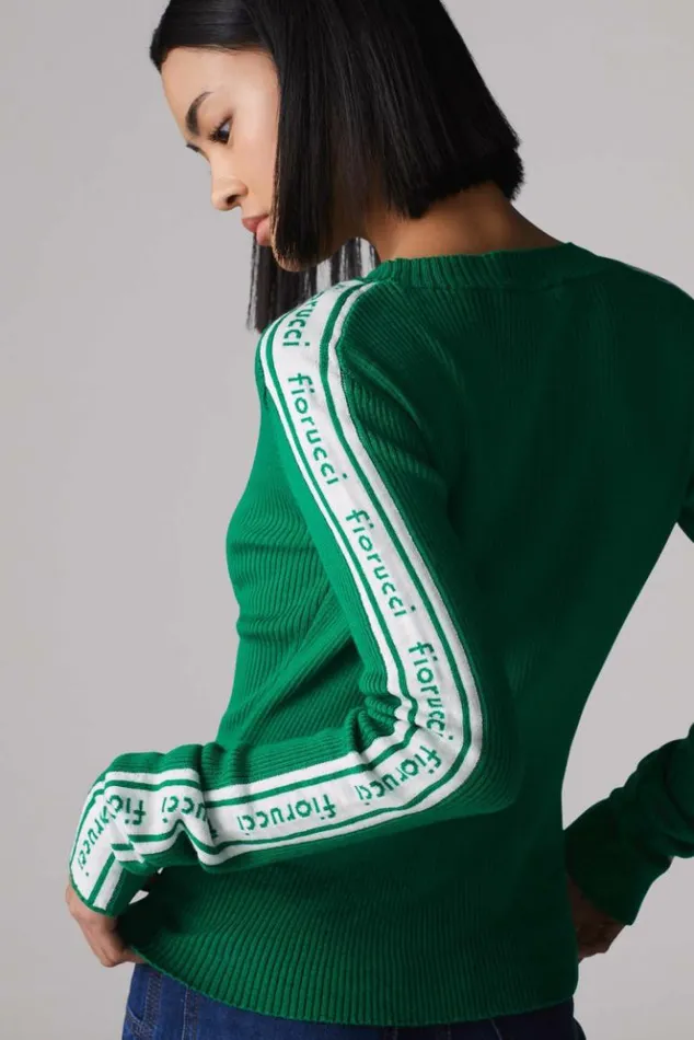 Women Fiorucci Logo Long Sleeve Knit Jumper Green Green Women Fiorucci Logo Long Sleeve Knit Jumper Green Green
