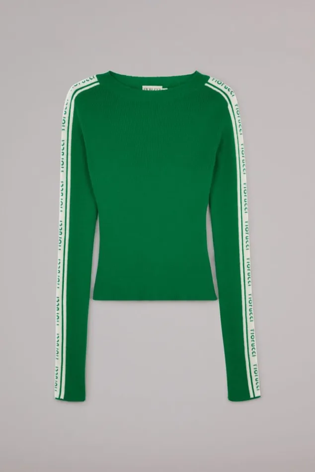 Women Fiorucci Logo Long Sleeve Knit Jumper Green Green Women Fiorucci Logo Long Sleeve Knit Jumper Green Green