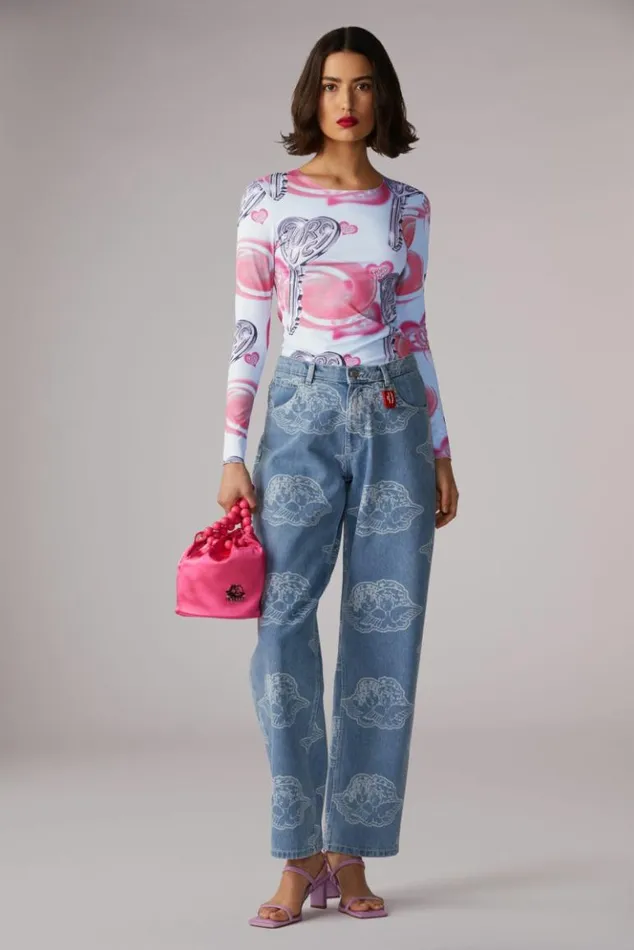 Women Fiorucci Love Is Key Long Sleeve Top Blue Blue
