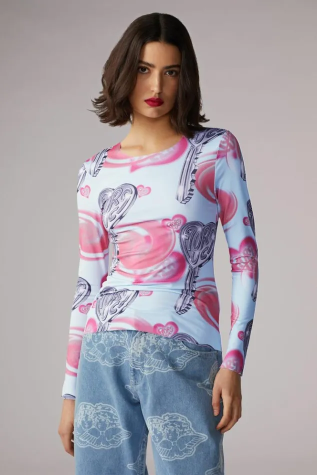 Women Fiorucci Love Is Key Long Sleeve Top Blue Blue Women Fiorucci Love Is Key Long Sleeve Top Blue Blue