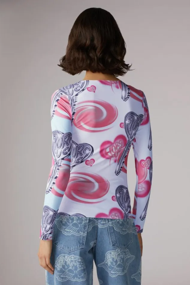 Women Fiorucci Love Is Key Long Sleeve Top Blue Blue Women Fiorucci Love Is Key Long Sleeve Top Blue Blue