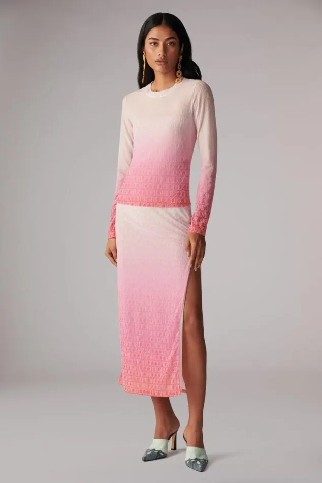 Women Fiorucci Monogram Logo Long Sleeve Top Pink Pink
