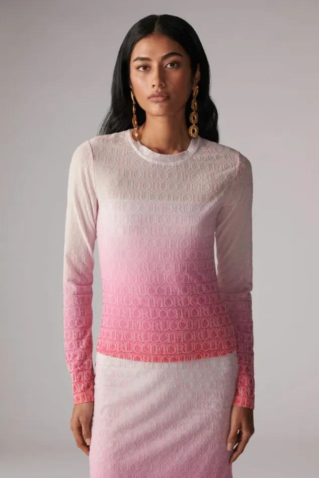 Women Fiorucci Monogram Logo Long Sleeve Top Pink Pink Women Fiorucci Monogram Logo Long Sleeve Top Pink Pink