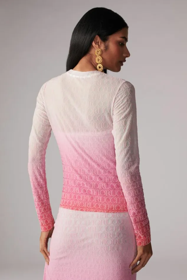 Women Fiorucci Monogram Logo Long Sleeve Top Pink Pink Women Fiorucci Monogram Logo Long Sleeve Top Pink Pink