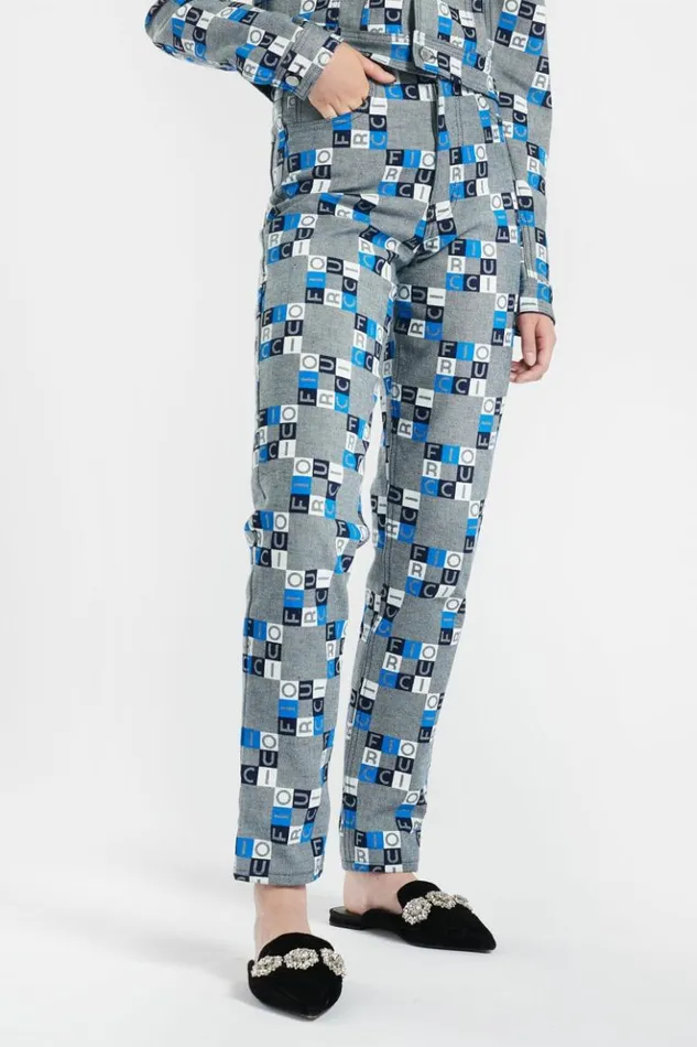 Women Fiorucci Monogram Logo Tara Jeans Blue Blue Women Fiorucci Monogram Logo Tara Jeans Blue Blue