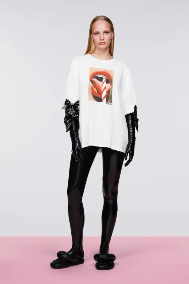 Women Fiorucci Mouth Graphic TShirt White White