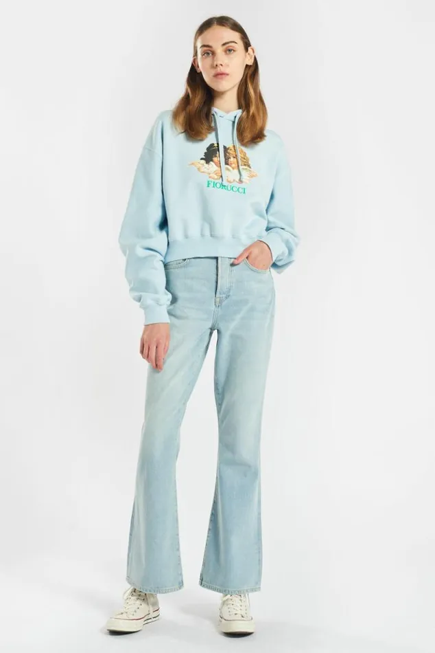 Women Fiorucci Vintage Angels Crop Hoodie Pale Blue Pale Blue Women Fiorucci Vintage Angels Crop Hoodie Pale Blue Pale Blue