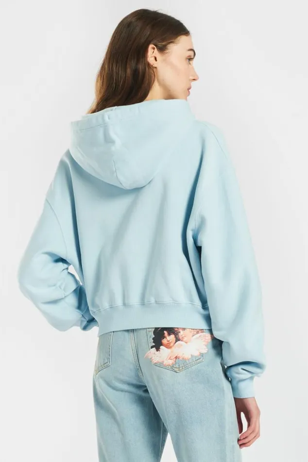 Women Fiorucci Vintage Angels Crop Hoodie Pale Blue Pale Blue Women Fiorucci Vintage Angels Crop Hoodie Pale Blue Pale Blue