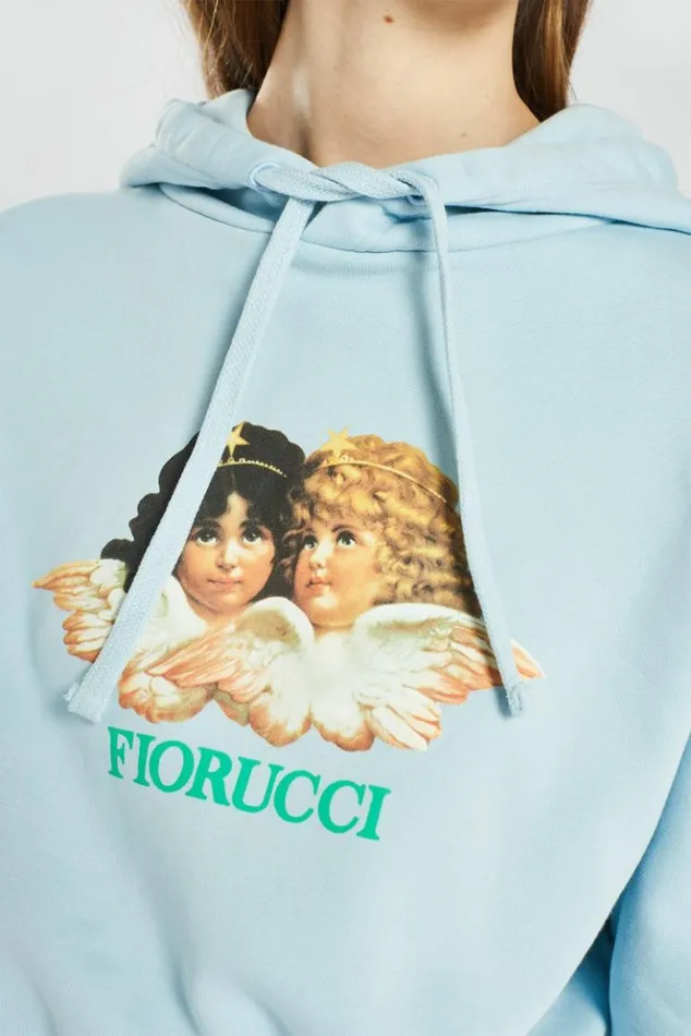 Women Fiorucci Vintage Angels Crop Hoodie Pale Blue Pale Blue Women Fiorucci Vintage Angels Crop Hoodie Pale Blue Pale Blue