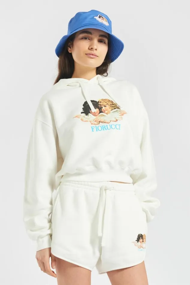 Women Fiorucci Vintage Angels Crop Hoodie White White