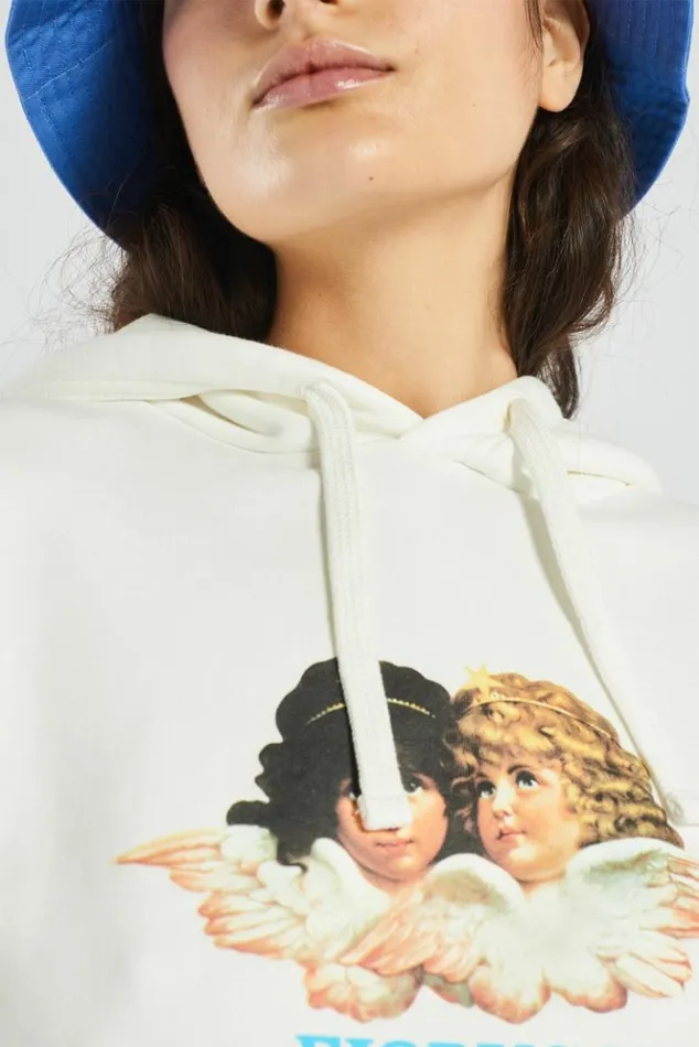 Women Fiorucci Vintage Angels Crop Hoodie White White Women Fiorucci Vintage Angels Crop Hoodie White White