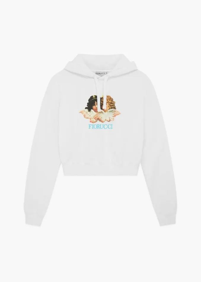 Women Fiorucci Vintage Angels Crop Hoodie White White Women Fiorucci Vintage Angels Crop Hoodie White White