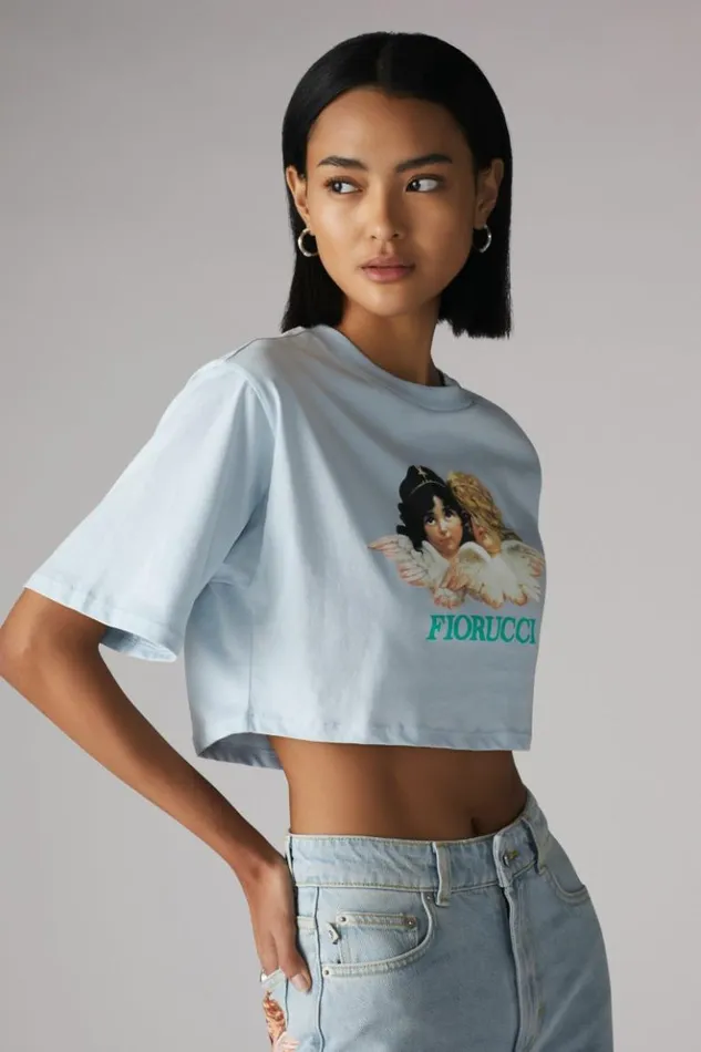 Women Fiorucci Vintage Angels Crop TShirt Pale Blue Pale Blue Women Fiorucci Vintage Angels Crop TShirt Pale Blue Pale Blue