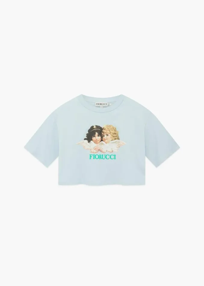 Women Fiorucci Vintage Angels Crop TShirt Pale Blue Pale Blue Women Fiorucci Vintage Angels Crop TShirt Pale Blue Pale Blue