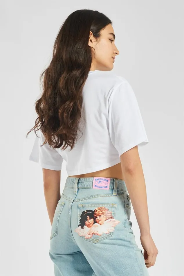 Women Fiorucci Vintage Angels Crop TShirt White White Women Fiorucci Vintage Angels Crop TShirt White White