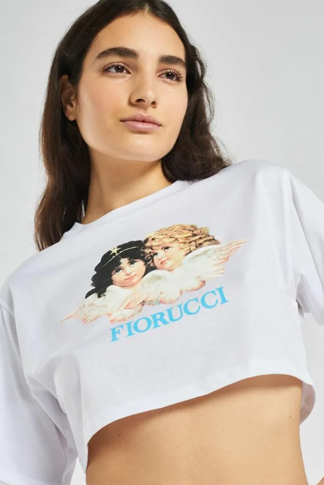 Women Fiorucci Vintage Angels Crop TShirt White White Women Fiorucci Vintage Angels Crop TShirt White White