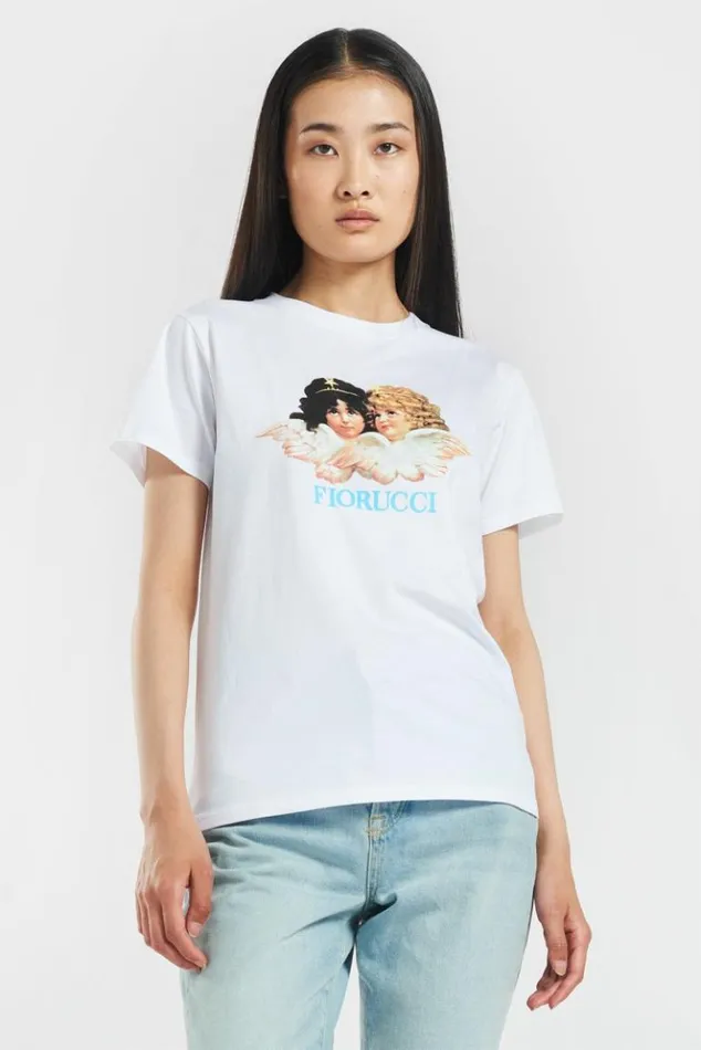 Women Fiorucci Vintage Angels TShirt White White