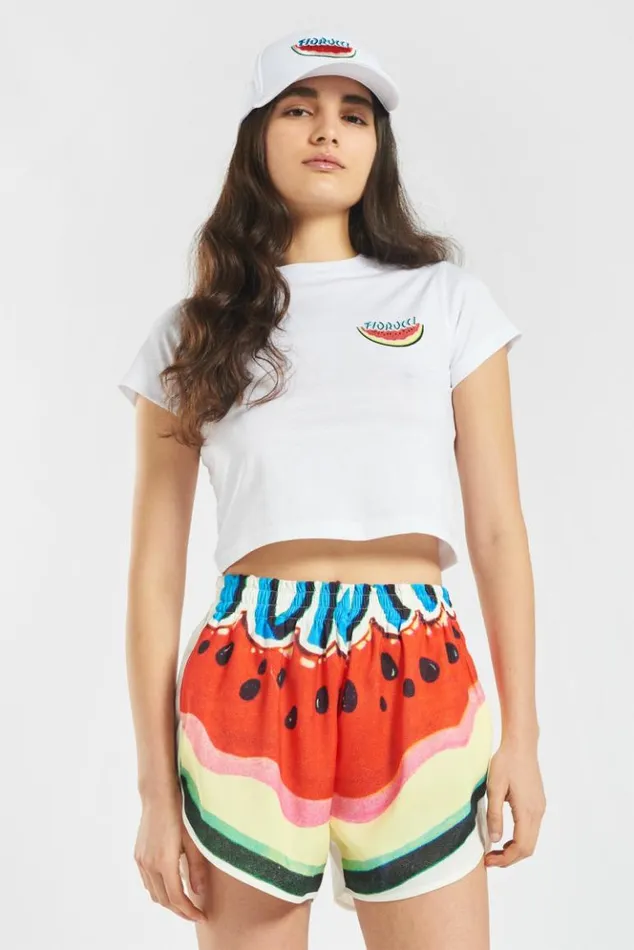 Women Fiorucci Watermelon Emblem Baby TShirt White White