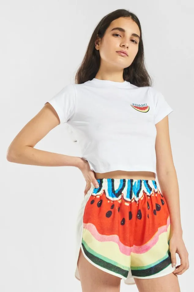 Women Fiorucci Watermelon Emblem Baby TShirt White White Women Fiorucci Watermelon Emblem Baby TShirt White White