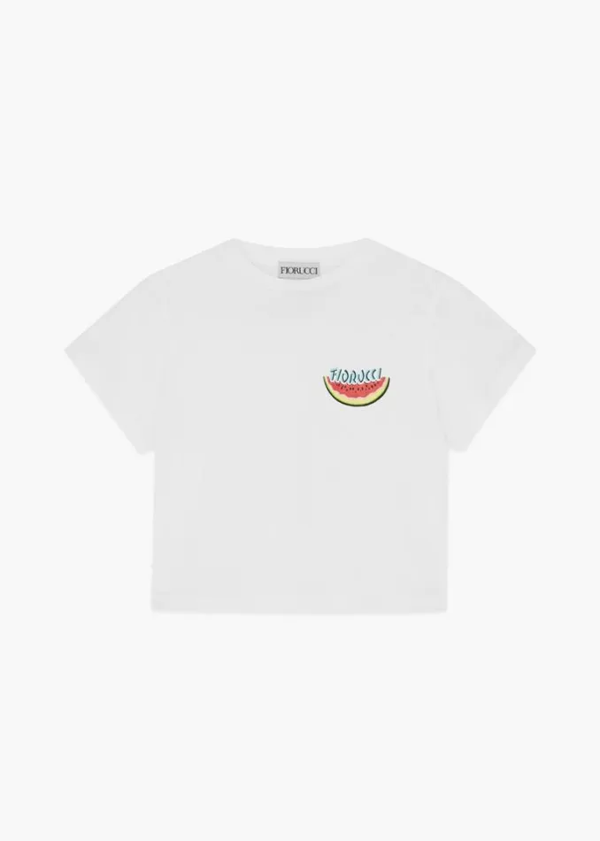 Women Fiorucci Watermelon Emblem Baby TShirt White White Women Fiorucci Watermelon Emblem Baby TShirt White White