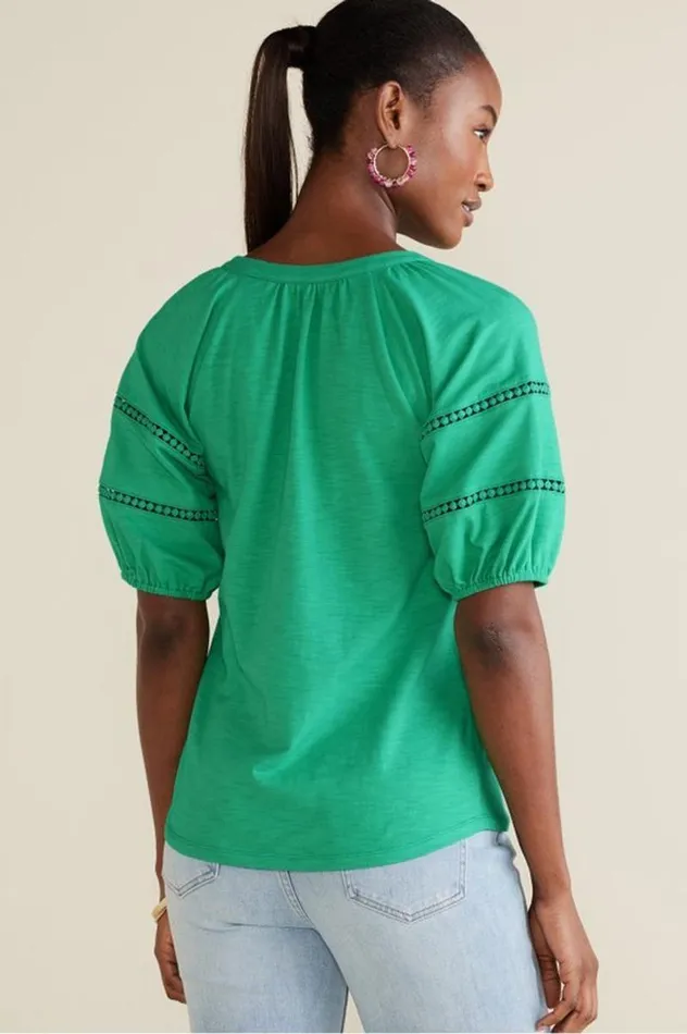 Women Heidi Supima Puff Sleeve Tee Holly Green Soft Surroundings Tops Women Heidi Supima Puff Sleeve Tee Holly Green Soft Surroundings Tops