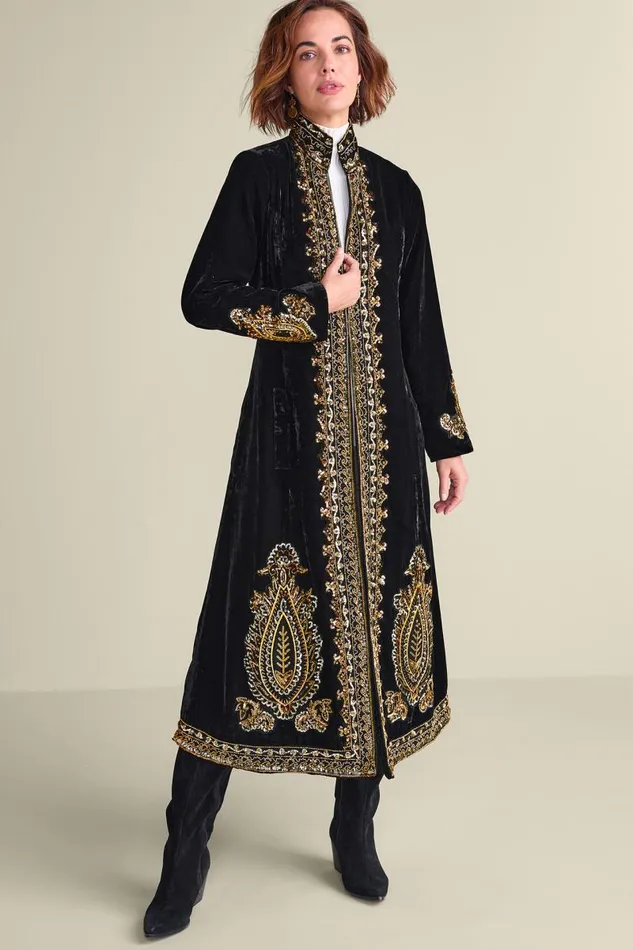 Women Heritage Duster Black Soft Surroundings Jackets and Coats