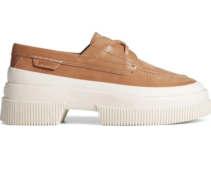 Women Highland Platform Boat Shoe Tan Sperry Flats and Loafers