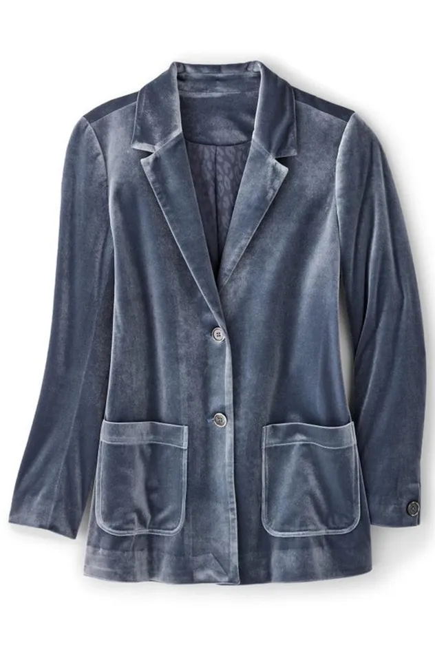 Women Holly Velvet Blazer Nightshadow Blue Soft Surroundings Toppers Women Holly Velvet Blazer Nightshadow Blue Soft Surroundings Toppers