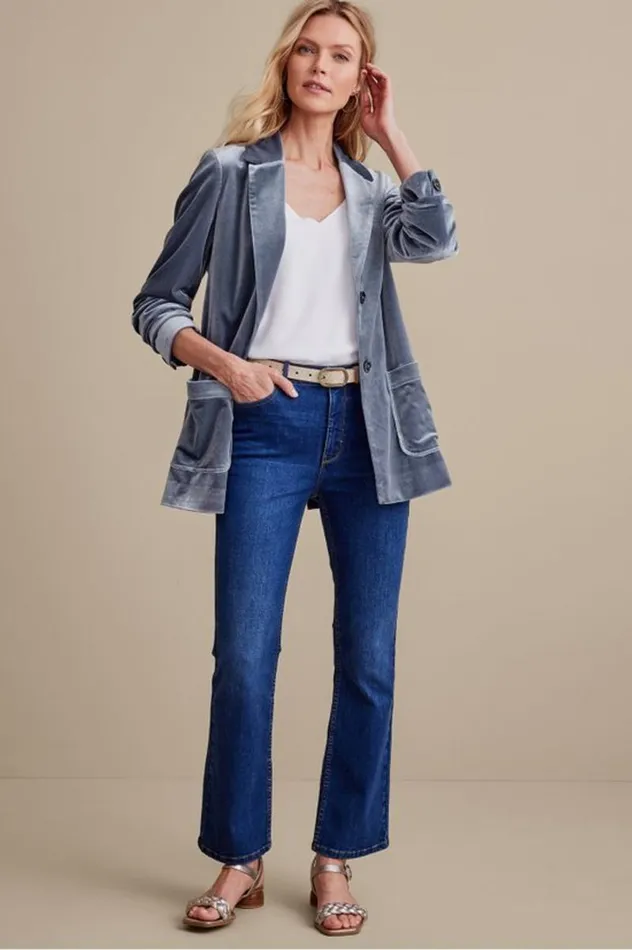 Women Holly Velvet Blazer Nightshadow Blue Soft Surroundings Toppers Women Holly Velvet Blazer Nightshadow Blue Soft Surroundings Toppers