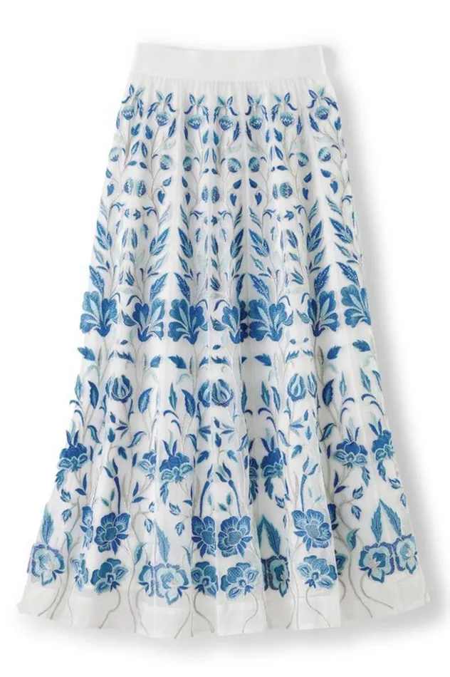Women Imani Maxi Skirt Blue Dream Embroidery Soft Surroundings Skirts Women Imani Maxi Skirt Blue Dream Embroidery Soft Surroundings Skirts