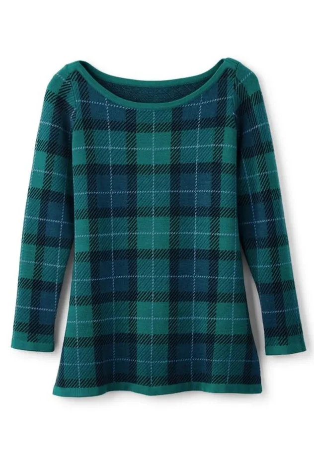Women Janece Plaid Sweater Tunic Festive Plaid Green Soft Surroundings Tops Women Janece Plaid Sweater Tunic Festive Plaid Green Soft Surroundings Tops