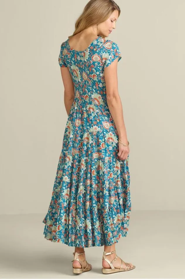 Women Kara Dress Fiery Teal Jacobean Soft Surroundings Dresses Women Kara Dress Fiery Teal Jacobean Soft Surroundings Dresses