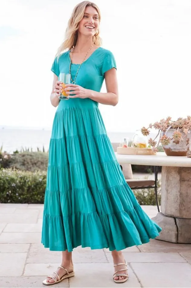 Women Kara Dress Fiery Teal Jacobean Soft Surroundings Dresses Women Kara Dress Fiery Teal Jacobean Soft Surroundings Dresses