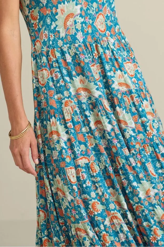 Women Kara Dress Fiery Teal Jacobean Soft Surroundings Dresses Women Kara Dress Fiery Teal Jacobean Soft Surroundings Dresses