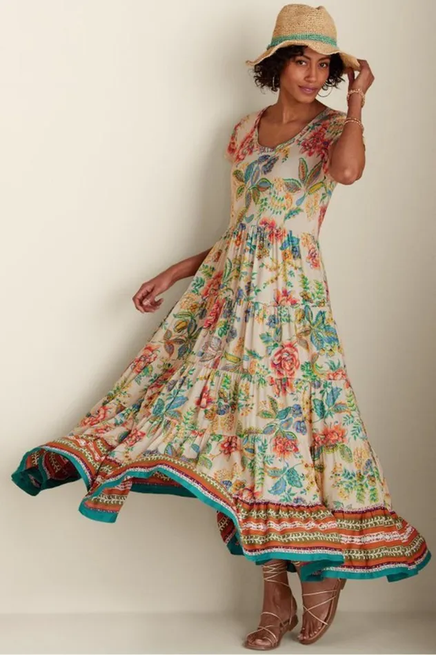 Women Kara Dress Fiery Teal Jacobean Soft Surroundings Dresses Women Kara Dress Fiery Teal Jacobean Soft Surroundings Dresses
