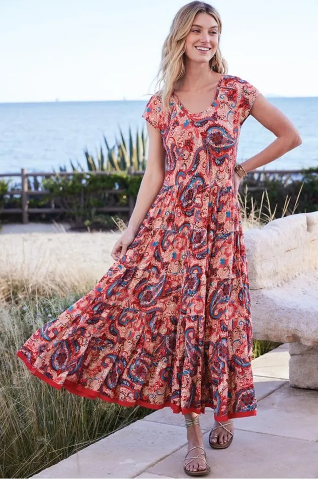 Women Kara Dress Fiery Teal Jacobean Soft Surroundings Dresses Women Kara Dress Fiery Teal Jacobean Soft Surroundings Dresses