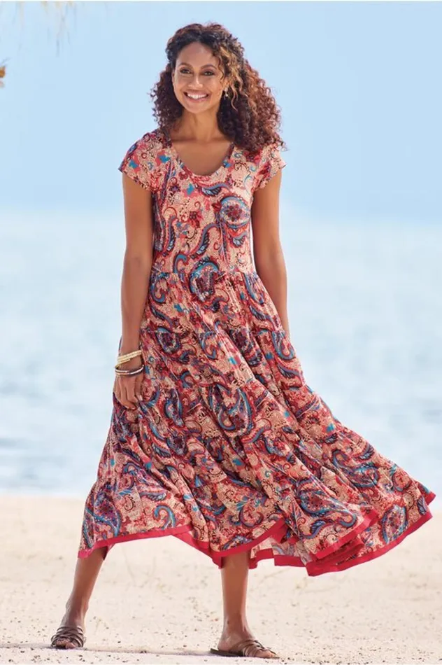 Women Kara Dress Fiery Teal Jacobean Soft Surroundings Dresses Women Kara Dress Fiery Teal Jacobean Soft Surroundings Dresses
