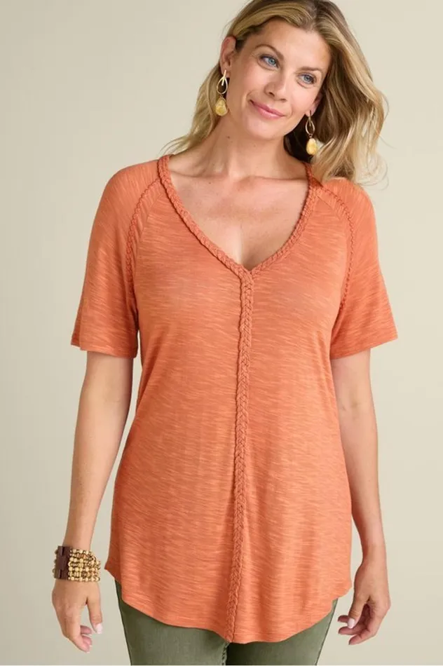 Women Lainey Slub Tee Orange Embers Soft Surroundings Tops