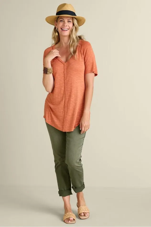 Women Lainey Slub Tee Orange Embers Soft Surroundings Tops Women Lainey Slub Tee Orange Embers Soft Surroundings Tops