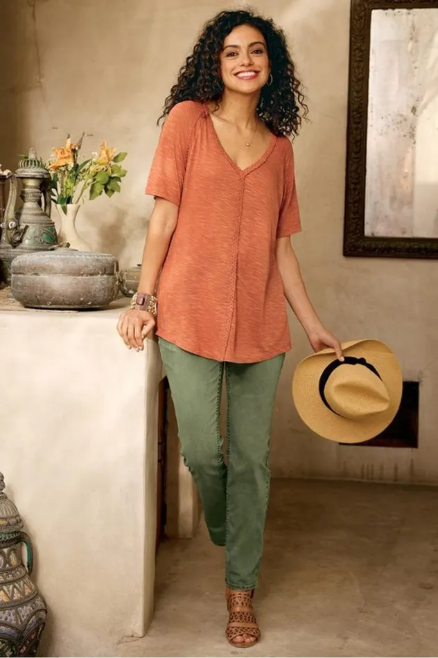 Women Lainey Slub Tee Orange Embers Soft Surroundings Tops Women Lainey Slub Tee Orange Embers Soft Surroundings Tops