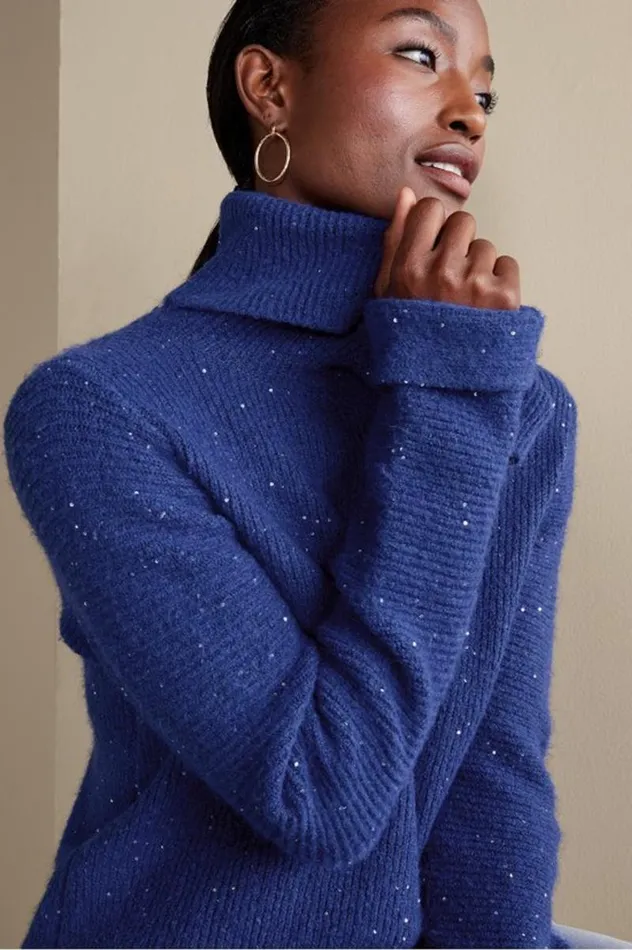 Women Linley Sequin Sweater Rhubarb Soft Surroundings Tops