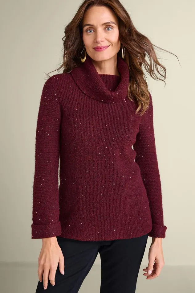 Women Linley Sequin Sweater Rhubarb Soft Surroundings Tops Women Linley Sequin Sweater Rhubarb Soft Surroundings Tops